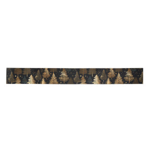 Ruban En Satin Arbres de Noël noir et or