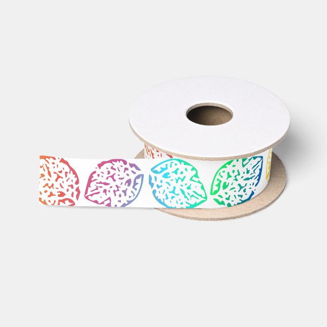 Ruban En Satin Arc-en-ciel de feuilles (Bobine)