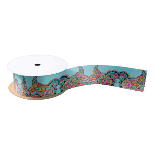 Ruban En Satin Arc-en-ciel lumineux Paisley