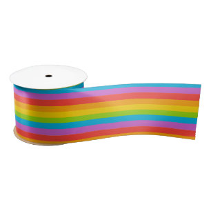 Ruban En Satin Arc-en-ciel Motifs rayures colorées amusant