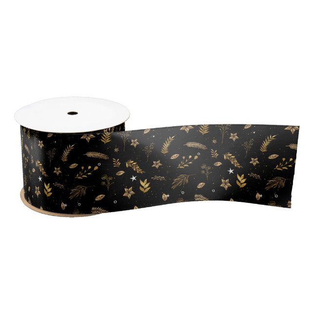Ruban En Satin Arche d'or moderne de Noël Noir (Bobine)