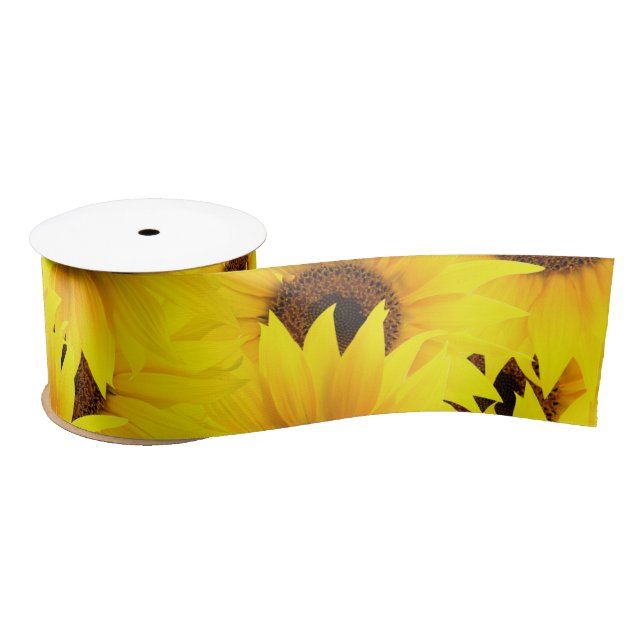 Ruban En Satin Arrière - plan de tournesols (Bobine)