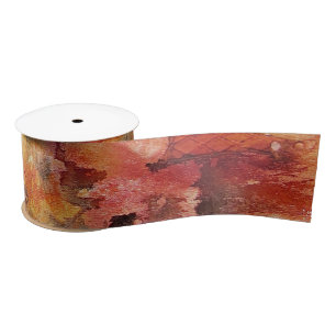 Ruban En Satin Art Abstrait rouge Brown orange blanc