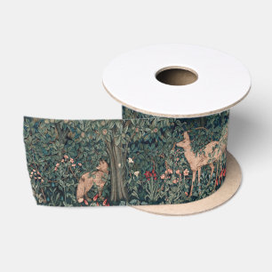 Ruban En Satin Art de faune de renard de verdure de William Morri