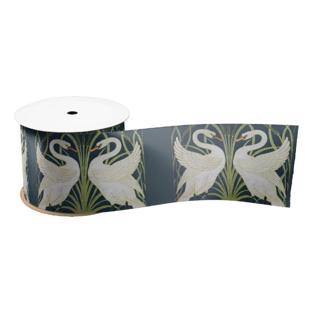 Ruban En Satin Art Nouveau Swan Deux Swans (Bobine)