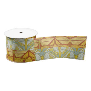 Ruban En Satin Art Nouveau vintage de la nature en grille