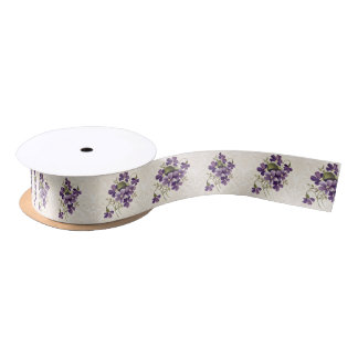 Ruban En Satin Art Nouveau Violet Floral Pattern