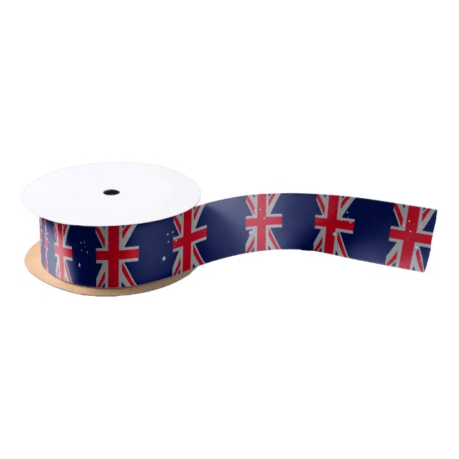 Ruban En Satin Australia Flag Design in Carbon Chrome Styles (Bobine)