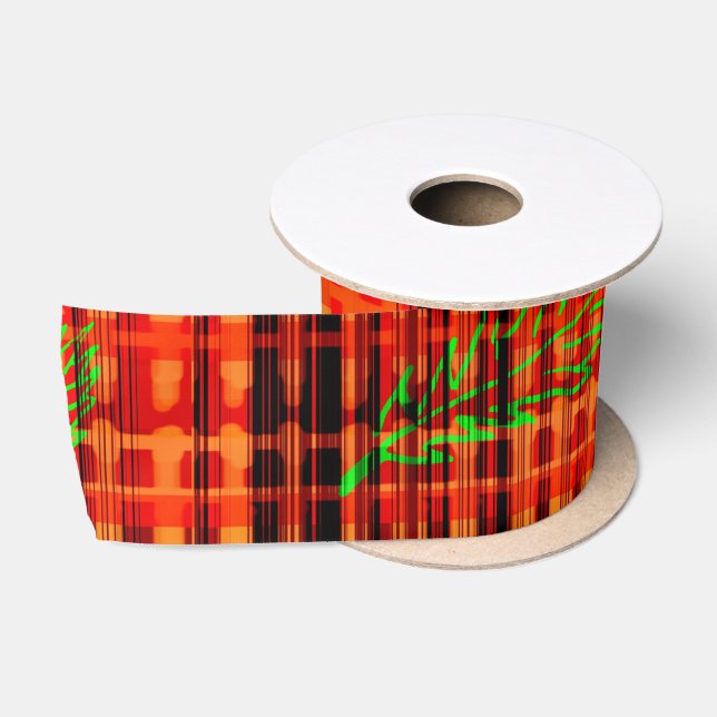 Ruban En Satin Automne Bright Fallen Feuilles Plaid (Bobine)