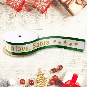 Ruban En Satin Avec amour Santa Texte personnalisé Noël
