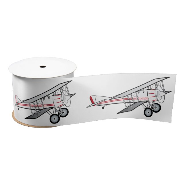 Ruban En Satin Avion : Biplan 3 pouces (Bobine)