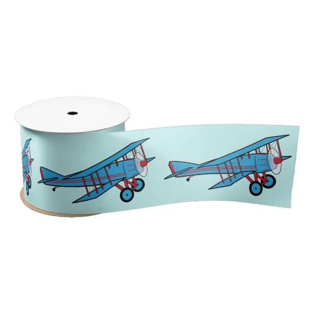 Ruban En Satin Avion : Biplan 3 pouces (Bobine)