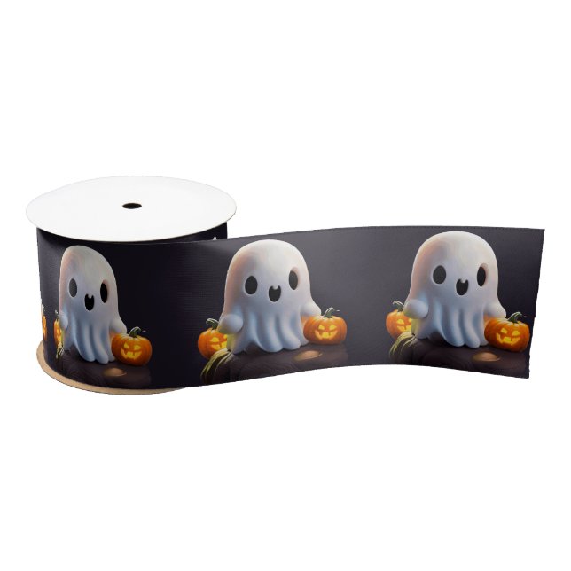Ruban En Satin Baby Ghost Déplaisant mignon caractère Halloween (Bobine)