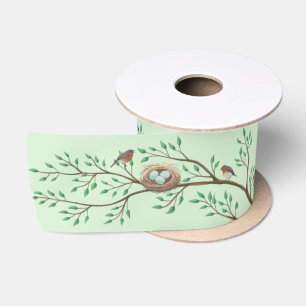 Ruban En Satin Baby shower de printemps des Oiseaux de Robin