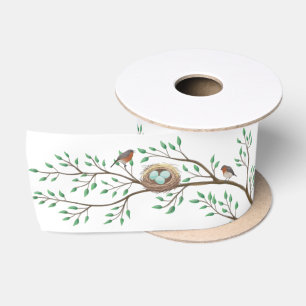 Ruban En Satin Baby shower de printemps des Oiseaux de Robin