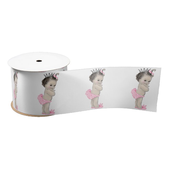 Ruban En Satin Baby Shower Fille Princesse Rose (Bobine)