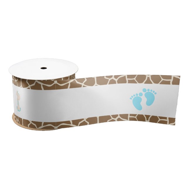 Ruban En Satin Baby shower Garçon bleu Giraffe (Bobine)