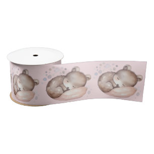 Ruban En Satin Baby shower, mignon ours en peluche dormant
