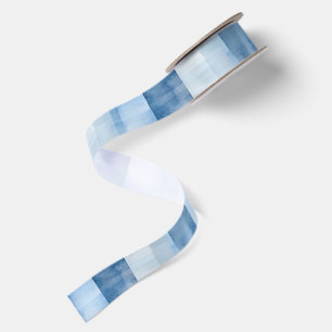 Ruban En Satin Baby Shower Rayures Bleu Blanc