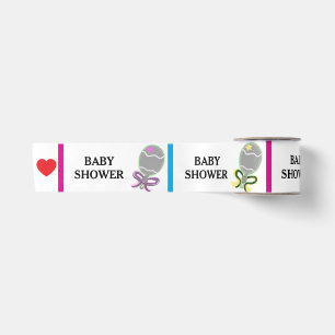 Ruban En Satin Baby Shower Rose Bleu Jaune Hochets 