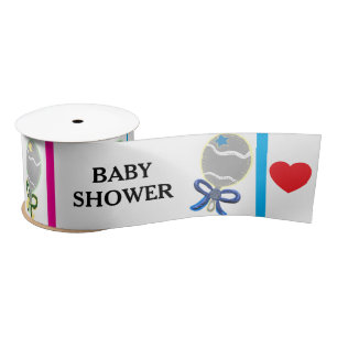 Ruban En Satin Baby Shower Rose Bleu Jaune Vert Hochet