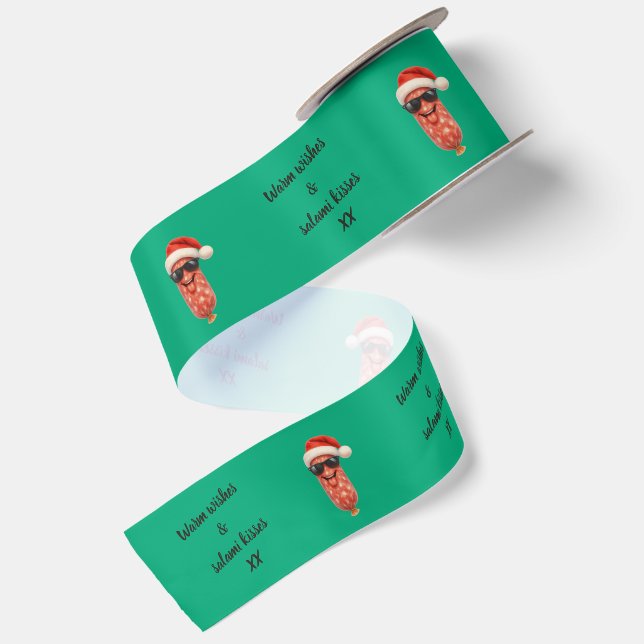 Ruban En Satin Baisers drôles de salami de noël (Dos)