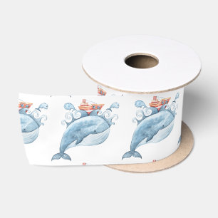 Ruban En Satin Baleine bleue aquarelle