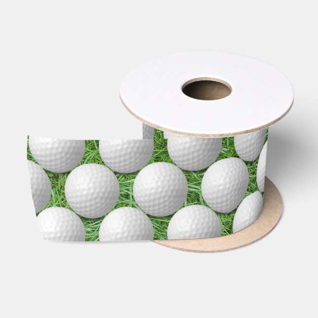 Ruban En Satin Balles de golf blanches sur l'herbe (Bobine)