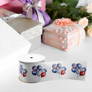 Ruban En Satin Ballons du drapeau bleu rouge américain patriotiqu