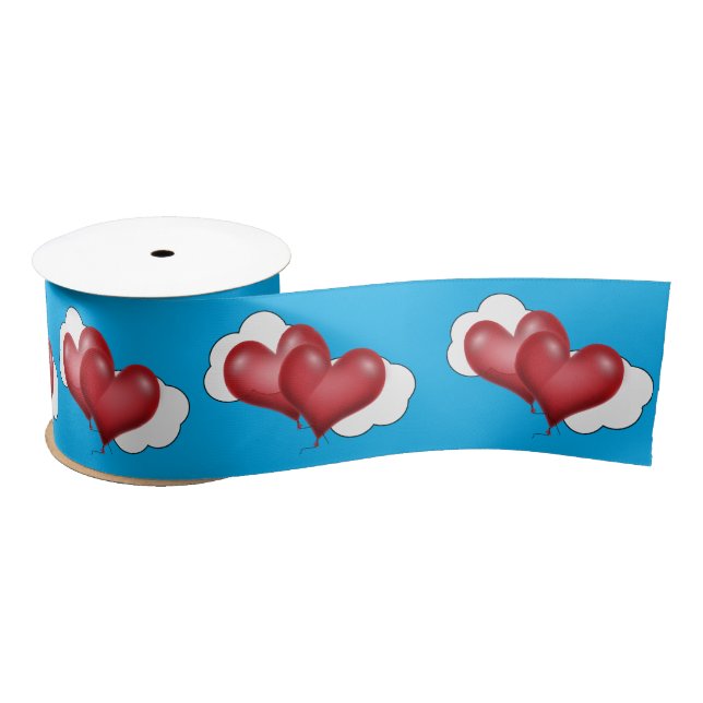 Ruban En Satin Balloon Hearts Saint-Valentin (Bobine)