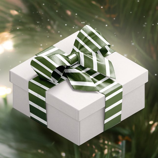 Ruban En Satin Bande de sucre de canne vert et blanc (Candy Cane Stripes Green and White Ribbon)