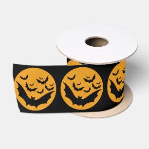 Ruban En Satin Bande Halloween Chauves-Souris Noires et Lune Oran