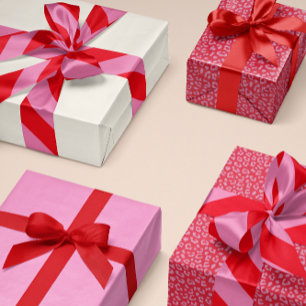 Ruban En Satin Bande large rouge et rose