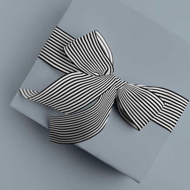 Ruban En Satin Bande noire classique (Black and white pinstripes ribbon)