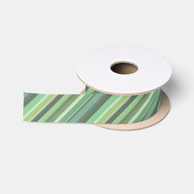 Ruban En Satin Bandes diagonales vert olive (Bobine)