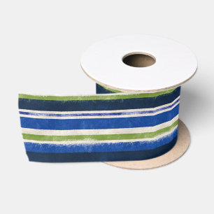 Ruban En Satin Bandes rayées prépa bleu marine vert