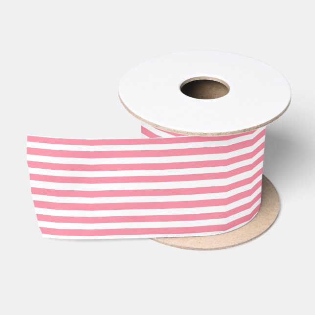 Ruban En Satin Bandes roses et blanches douces (Bobine)