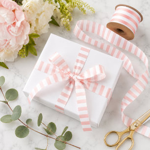Ruban En Satin Bandes verticales jolie rose et blanche