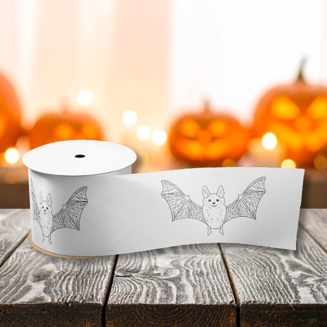 Ruban En Satin Bat Minimale Cute Avec Ligne D'Ailes Art Halloween (Créateur téléchargé)