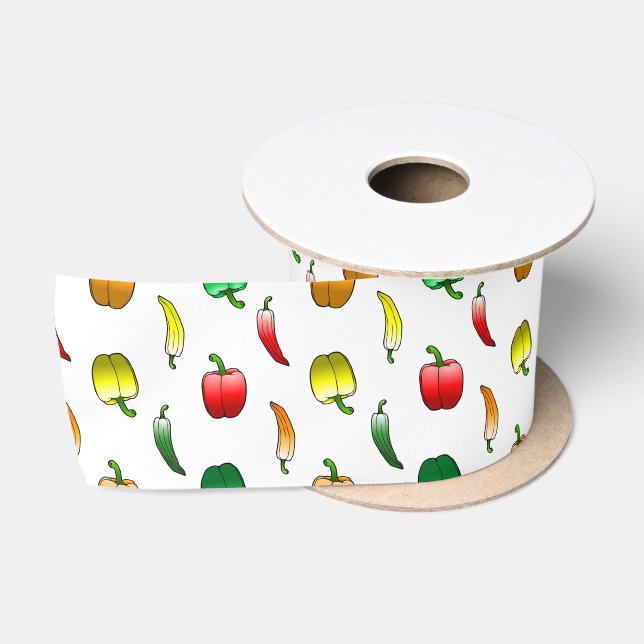 Ruban En Satin Beau motif de poivrons (Bobine)