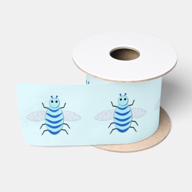 Ruban En Satin Bébé Bleu mignon Bee (Bobine)