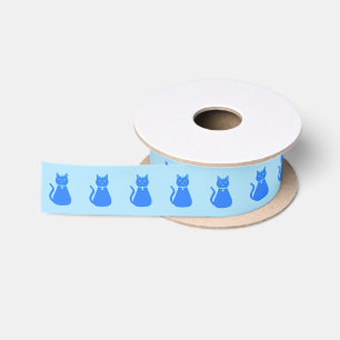 Ruban En Satin Bébé Bleu mignon Chat Baby shower à motifs