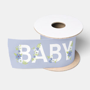 Ruban En Satin Bébé en fleurs Douche bleu Vintage fleurie Garç