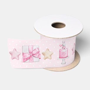 Ruban En Satin Bébé Shower Aquarelle Rose Clip Art