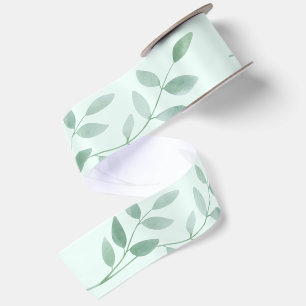 Ruban En Satin Belle Nature Feuilles Aquarelle Verte