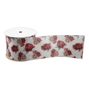 Ruban En Satin Belles roses rouges de printemps pour la douche de