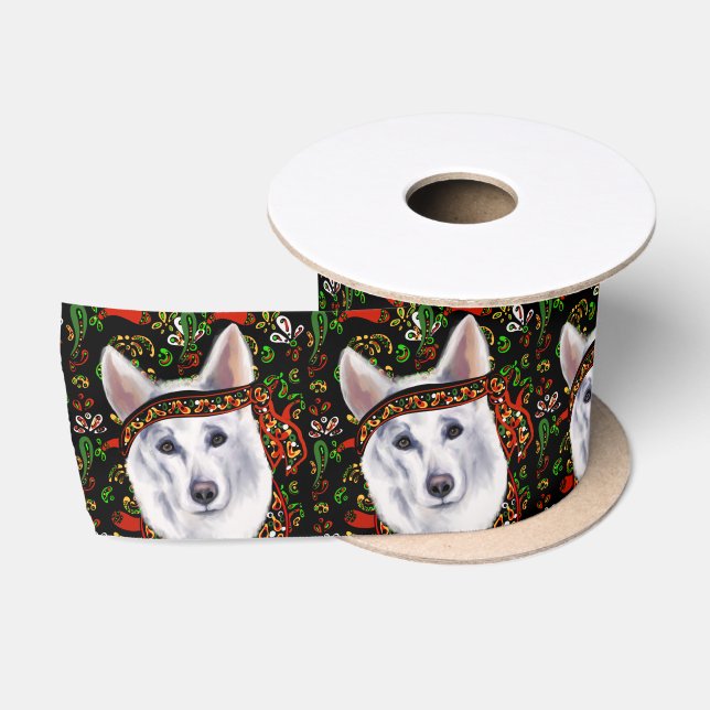 RUBAN EN SATIN BERGER ALLEMAND BLANC  MEXIQUE      (Bobine)