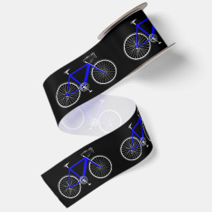 Ruban En Satin Bicyclette bleue sur fond noir