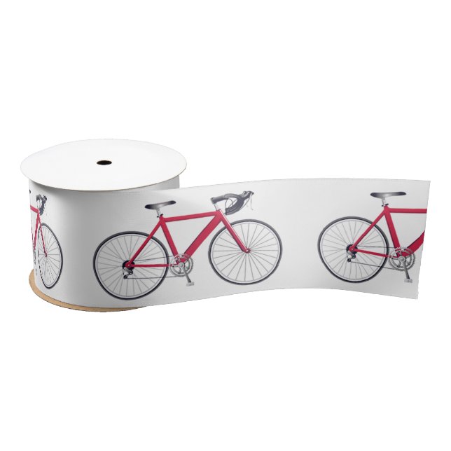 Ruban En Satin Bicyclette rouge en blanc (Bobine)