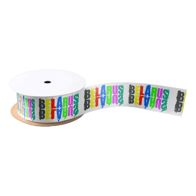 Ruban En Satin Biélorussie Colorful Happy Lettres (Bobine)